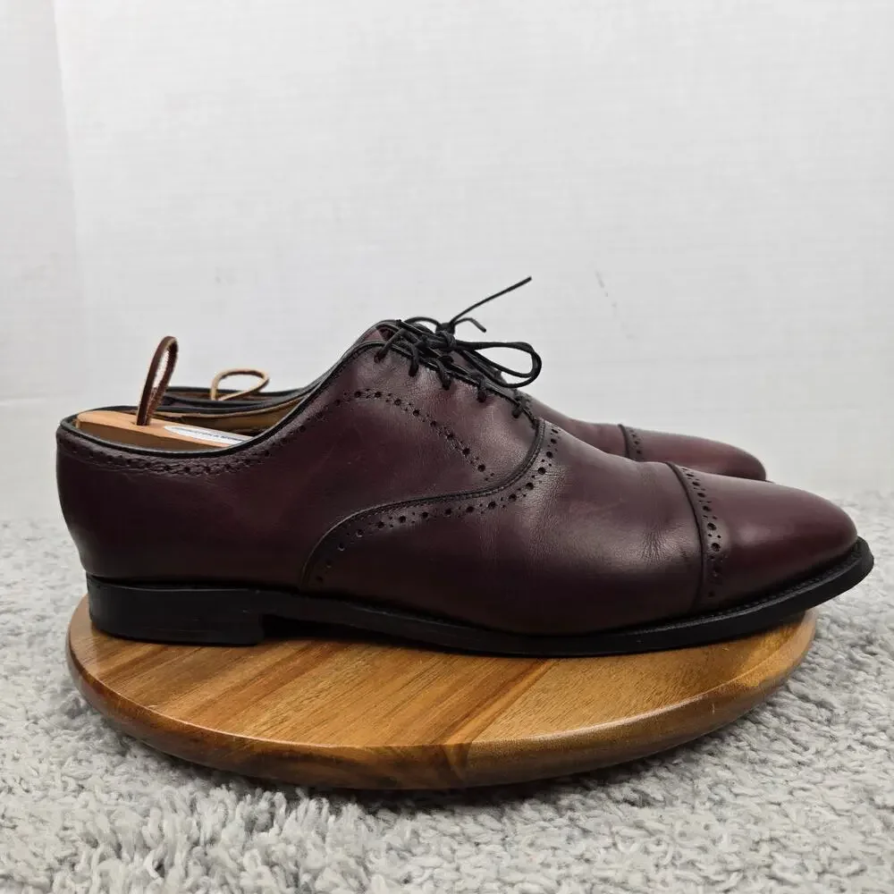 Allen Edmonds Mens 13 3E Wide Hale Oxblood Cap Toe Brogue Oxford Dress Shoe